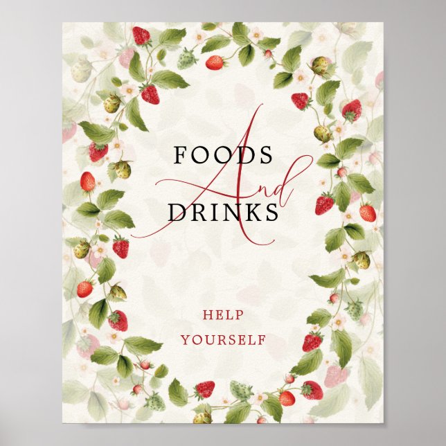 PÓSTER WILD STRAW BERRY SWEET BABY SHOWER SIGN (Frente)