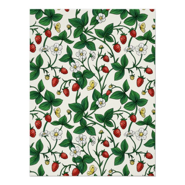 Póster Wild strawberries red/yellow/green/off white (Anverso)