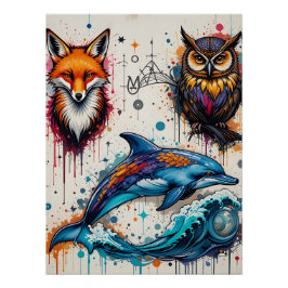 Póster Wild Streets: Graffiti Animal Portraits