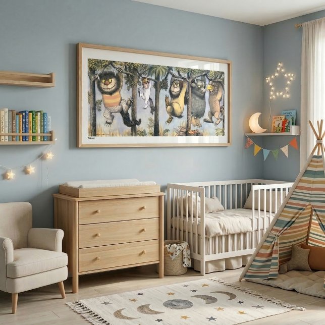 Póster Wild Things and Max Swinging From Trees (Generated image of large size poster on wall)