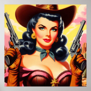 Póster Wild West Pin up
