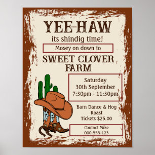Póster Wild West Rustic Cowboy Fiesta occidental