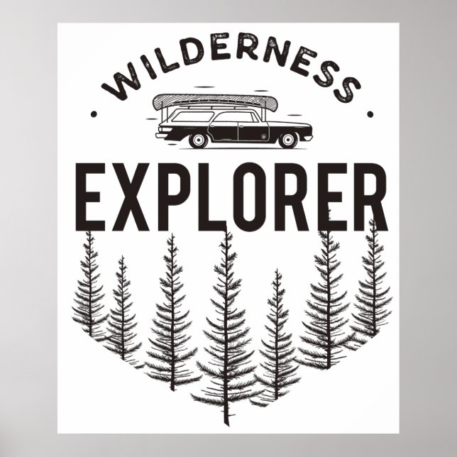 Póster Wilderness Explorer Station Wagon Canoe Trees (Frente)