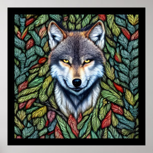 Póster Wilderness Woodland Predator Wolf