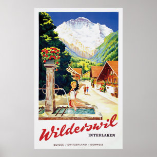 Póster Wilderswil pueblo, Interlaken, Suiza
