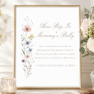 Póster Wildflower Baby Shower How Big Is Mommy's Belly