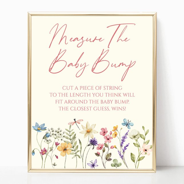Póster Wildflower Baby Shower Measure The Baby Bump Sign (Subido por el creador)