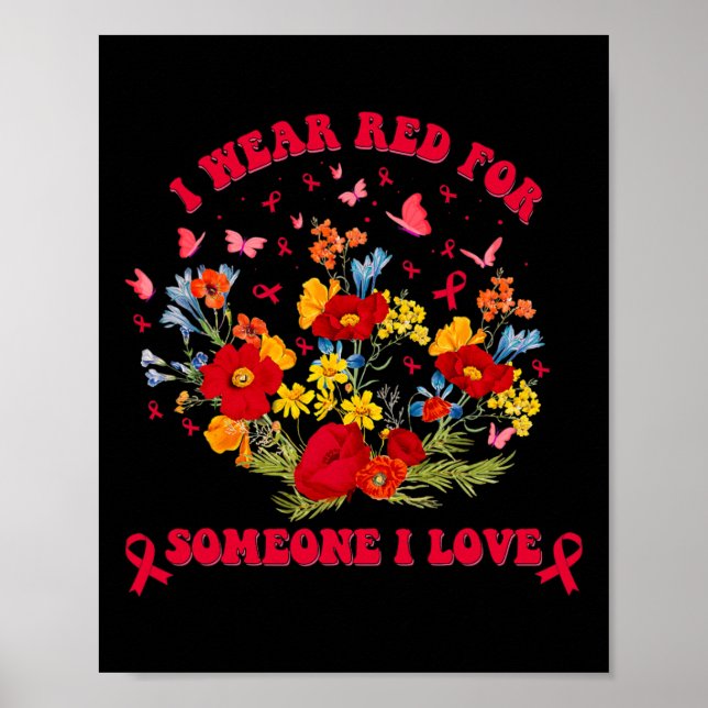 Póster Wildflower Blood Cancer Awareness Apparel Red Ribb (Frente)