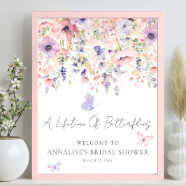 Póster Wildflower Butterfly Bridal Shower Welcome Sign
