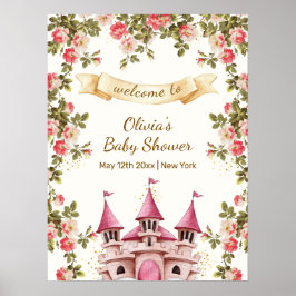 Póster Wildflower Fairytale Castle Baby Shower Welcome