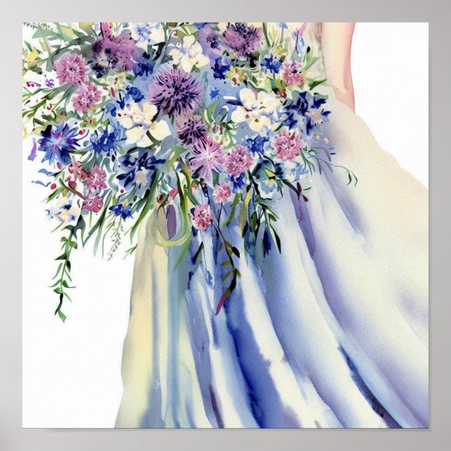 Póster Wildflower Garden, Bridal Cascading Bouquet 1, (Frente)
