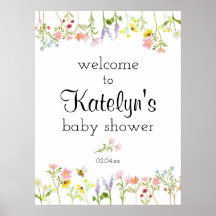 Wildflower Garden Party Baby Shower Welcome Sign 