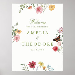 Póster Wildflower Garden Wedding Welcome