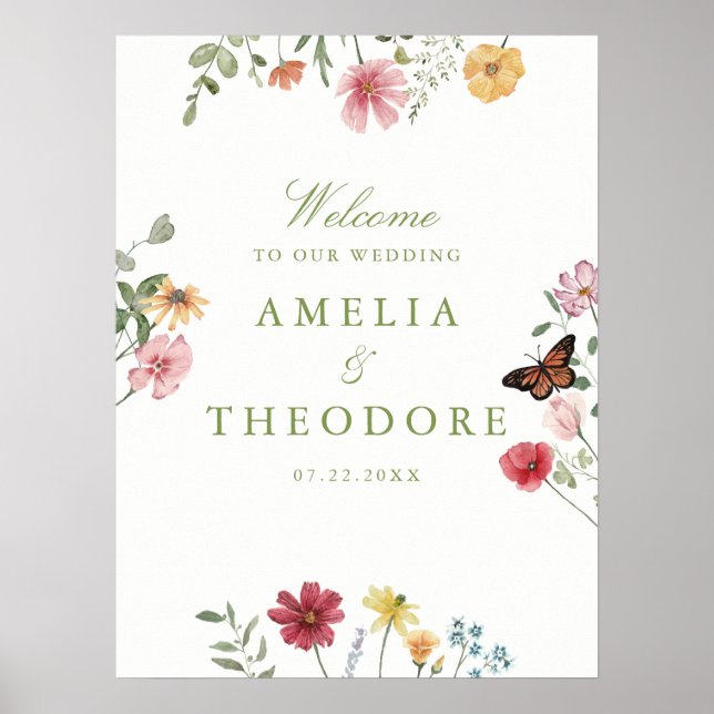 Póster Wildflower Garden Wedding Welcome (Frente)
