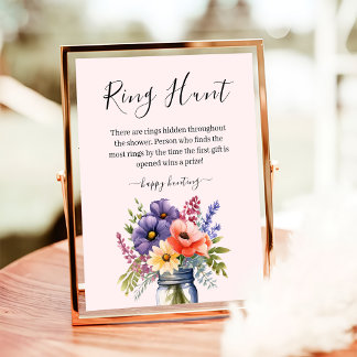 Póster Wildflower Mason Jar Ring Hunt Bridal Shower Game