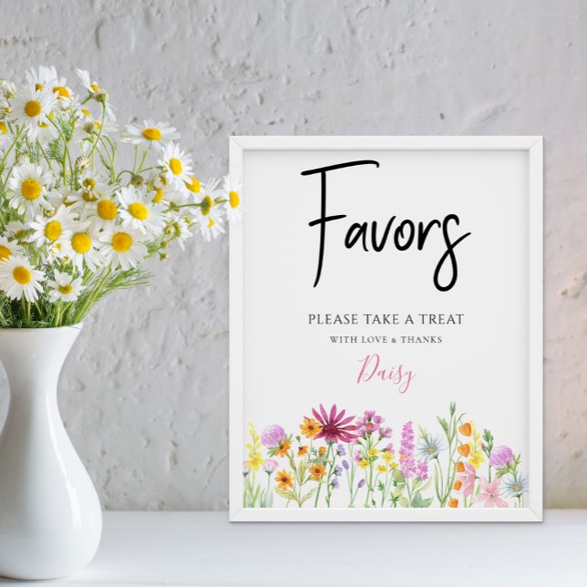 Póster Wildflower Meadow Baby Shower Favors (Floral favors sign from my Wildflower Meadow Collection - or printed or as digital file)