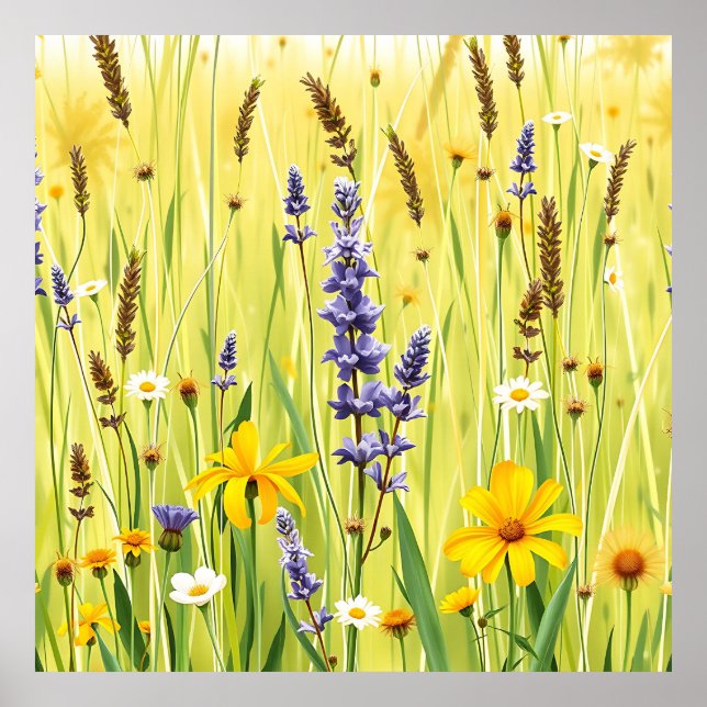 Póster Wildflower Meadow Summer Pattern (Frente)