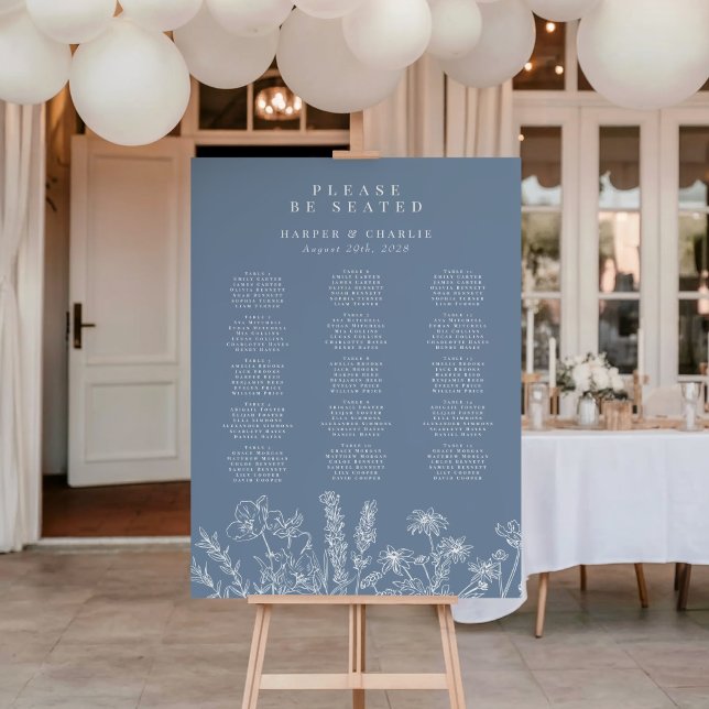 Póster Wildflower Periwinkle Wedding Seating Sign (Subido por el creador)