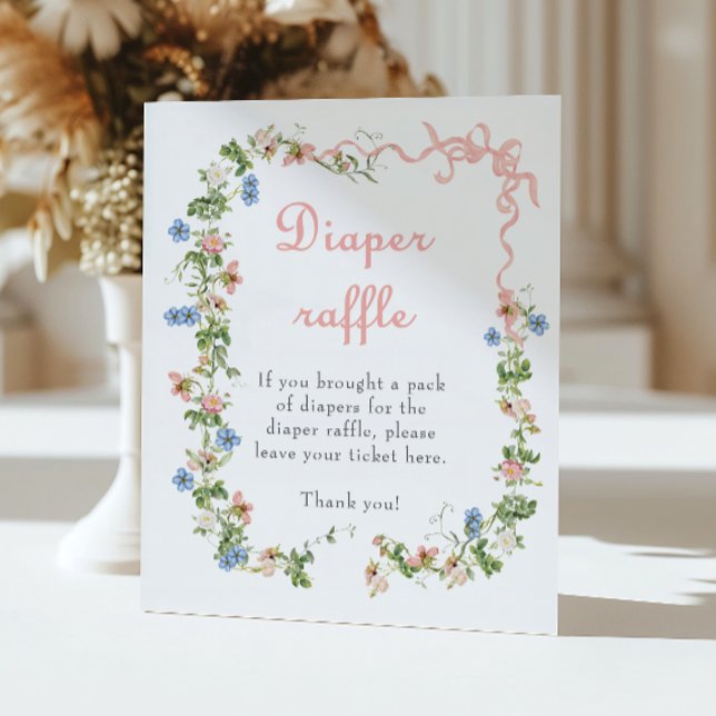 Póster Wildflower Pink Bow Baby Shower Diaper Raffle (Subido por el creador)