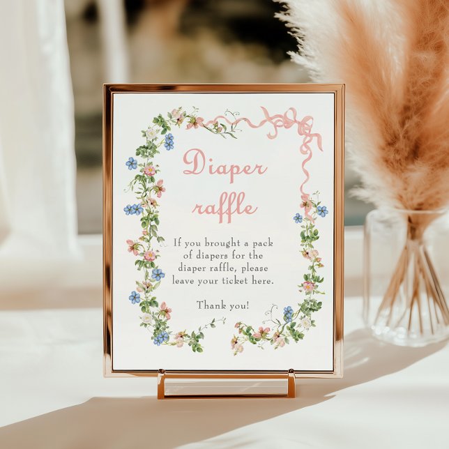 Póster Wildflower Pink Bow Baby Shower Diaper Raffle (Subido por el creador)