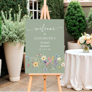 Póster Wildflower Sage Green Bridal Shower Poster de bien