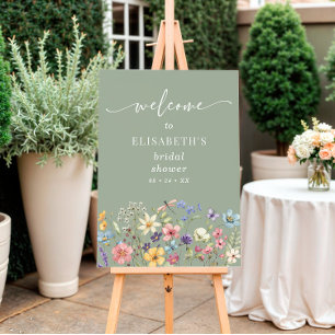 Póster Wildflower Sage Green Bridal Shower Poster de bien