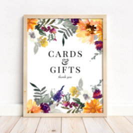 Póster Wildflower Sunflower Cards & Gifts Sign
