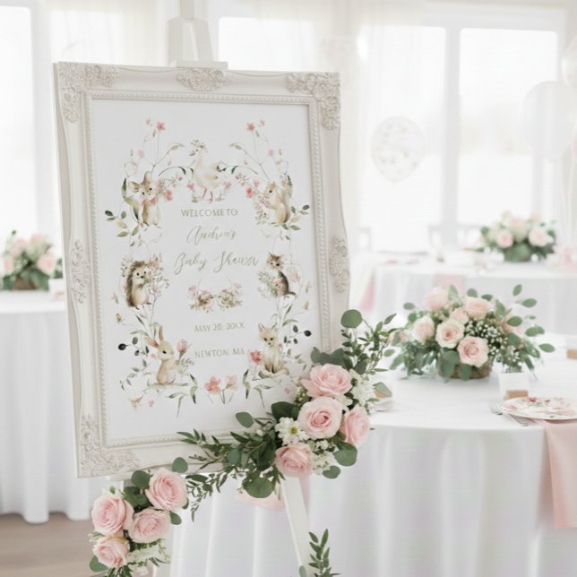 Póster Wildflower Woodland Animals Baby Shower Welcome  (Subido por el creador)