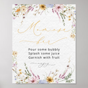 Póster Wildflowers Baby Shower Mom-osa Bar