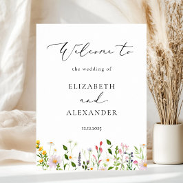 Póster Wildflowers Elegant Calligraphy Wedding Welcome