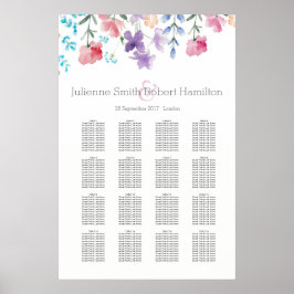 Póster Wildflowers Floral Wedding Seating Chart 16 Tables