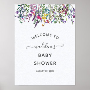 Póster Wildflowers Meadow Baby Shower Welcome Poster