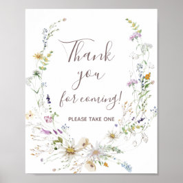 Póster Wildflowers Thank you for coming Favor Sign