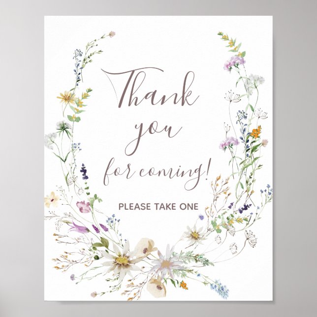 Póster Wildflowers Thank you for coming Favor Sign (Frente)