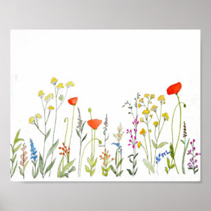 Póster Wildflowers Watercolor