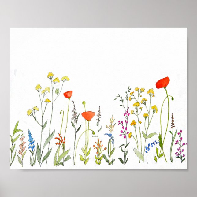 Póster Wildflowers Watercolor (Frente)