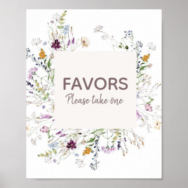 Póster Wildflowers Watercolor Baby Shower Favor Sign (Frente)