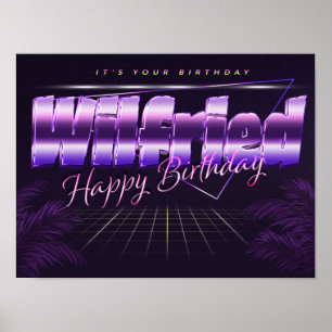 Póster Wilfried Name Vorname lila retro Poster Geburtstag