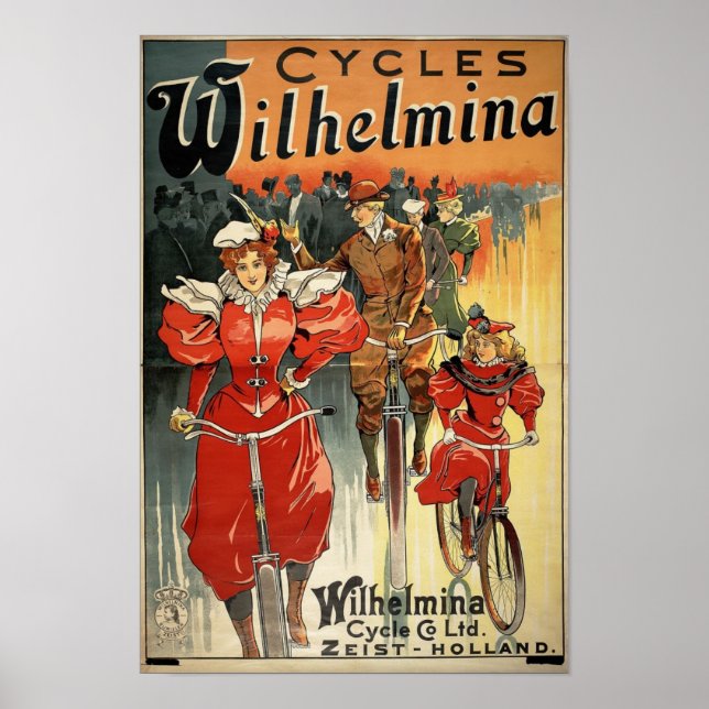 Póster Wilhelmina cicliza publicidad en bicicleta victori (Frente)