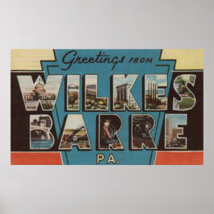 Póster Wilkes-Barre, Pennsylvania - Escenas de letras gra