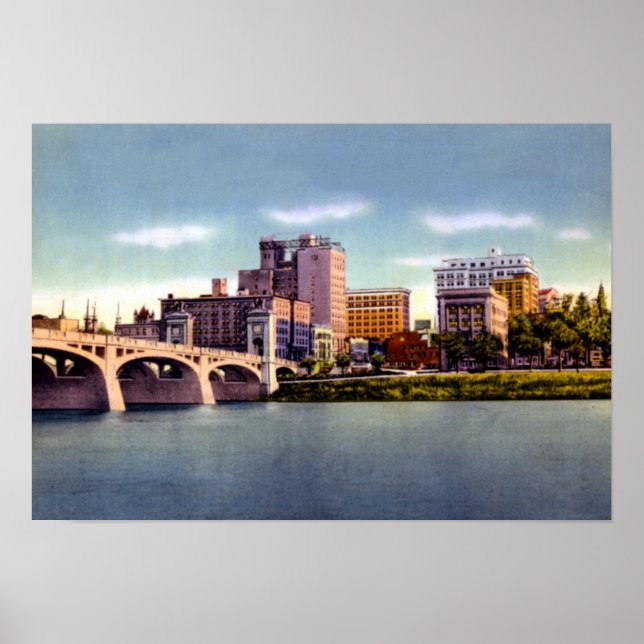 Póster Wilkes Barre Pennsylvania Skyline Susquehanna Rive (Frente)