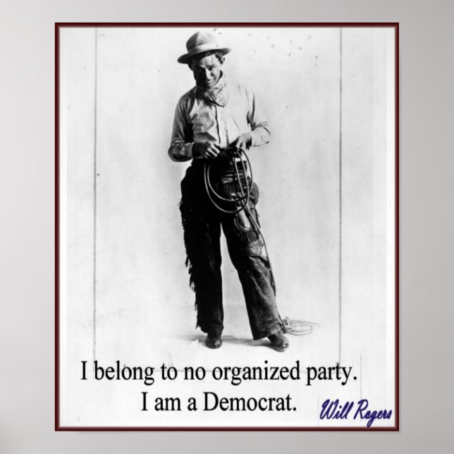 Póster "Will Rogers - Demócrata" (Frente)