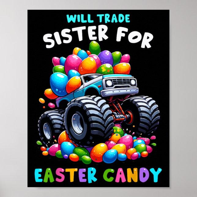Póster Will Trade Sister For Easter Candy I Funny Egg Hun (Frente)