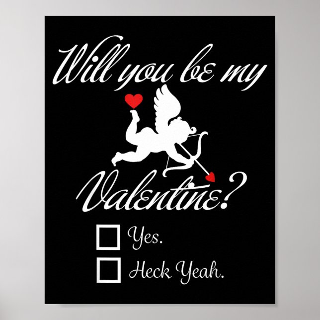 Póster Will You Be My Valentine Funny Heart Cud V-day  (Frente)