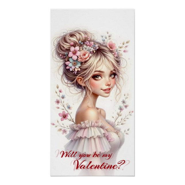 Póster Will You Be My Valentine – Romantic Art Print (Anverso)