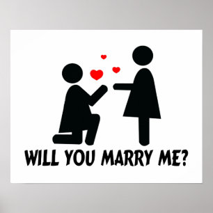 Póster Will You Marry Me Bended Knee Woman & Woman