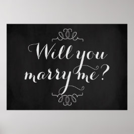 Póster Will You Marry Me? Engagement Chalkboard Poster