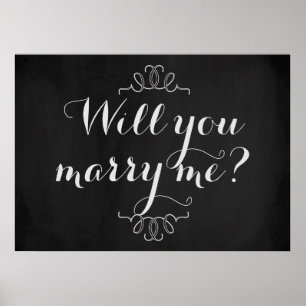Póster Will You Marry Me? Engagement Chalkboard Poster