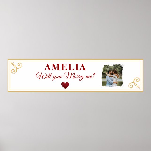 Póster Will you marry me Heart Romantic Proposal Photo (Frente)