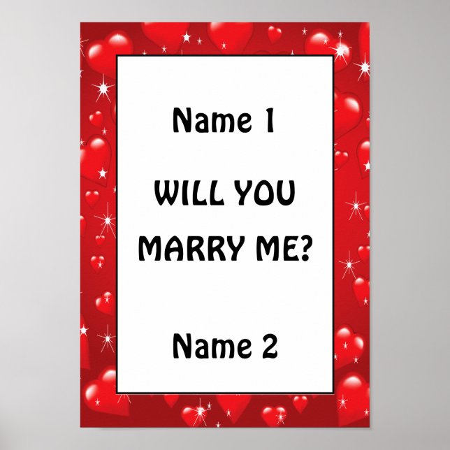 Póster Will You Marry Me Red Hearts Poster (Frente)
